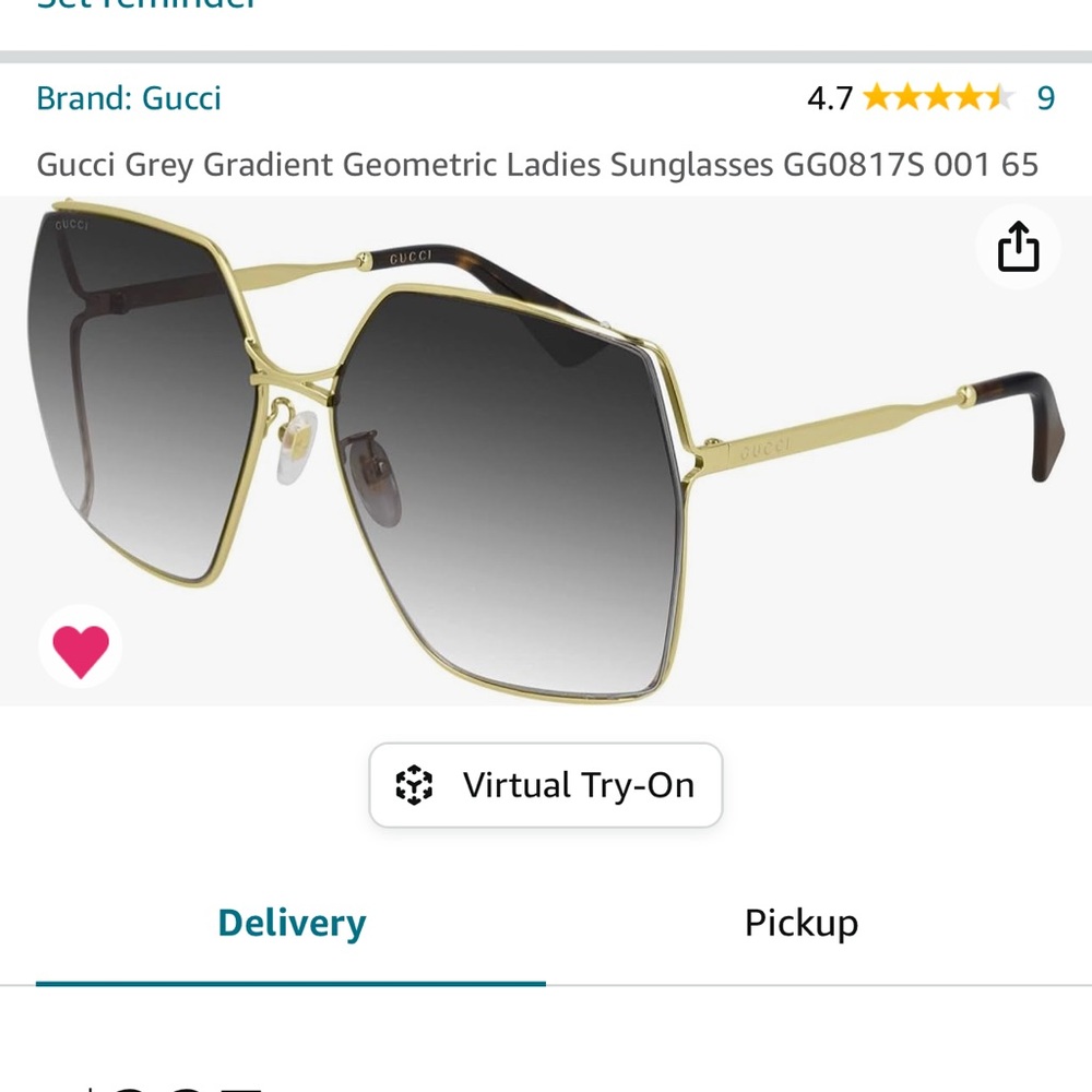 Gucci Grey Gradient Square Frame Sunglasses with Case